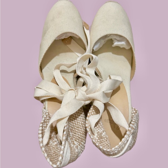 Castaner Lace Up Classic Organic Cotton Jute Cream Espadrille Wedge Sandals 7.5 - Picture 14 of 16